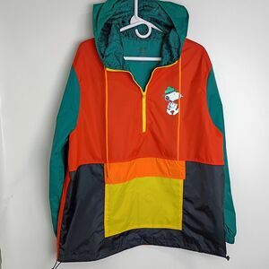 Peanuts Snoopy Beagle Scout Colorblock Windbreaker Anorak Rain Jacket L